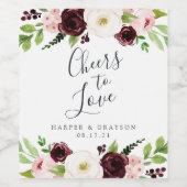 Blush Romance "Cheers to Love" Weddenschap Wijn Etiket (Enkel label)