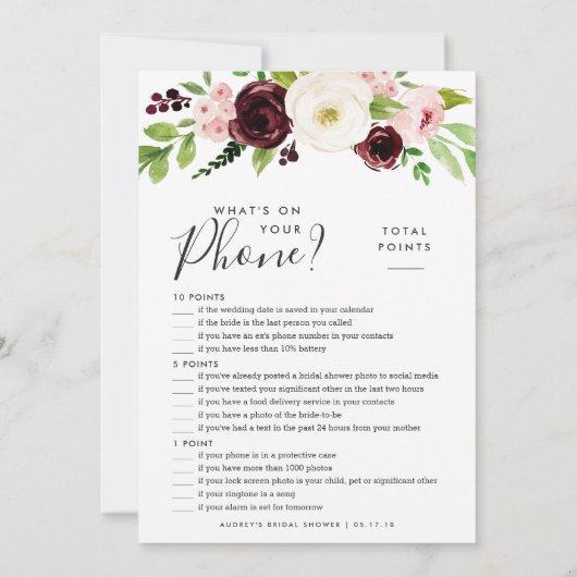 Blush Romance dubbelzijdig Vrijgezellenfeest game Kaart (Achterkant)