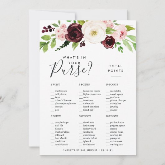 Blush Romance dubbelzijdig Vrijgezellenfeest spel  Kaart (Achterkant)