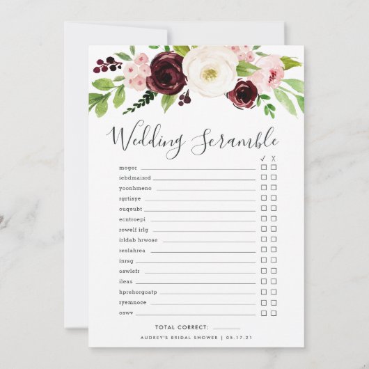 Blush Romance dubbelzijdig Vrijgezellenfeest spel  Kaart (Achterkant)