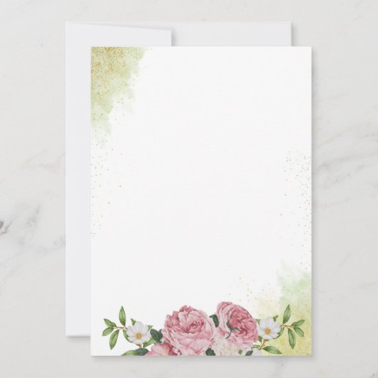 Blush Romance: Elegante Roze Rose Wedding Kaart (Achterkant)