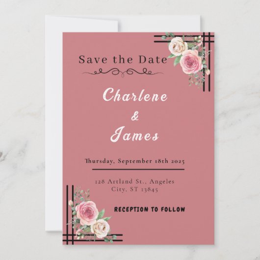Blush Romance: Floral Lijst Save the Date (Voorkant)