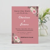Blush Romance: Floral Lijst Save the Date (Staand voorkant)