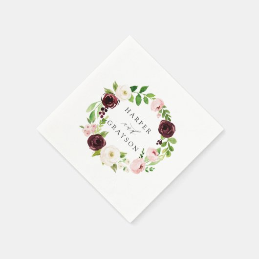 Blush Romance | Floral Wreath Wedding Servet (Hoek)