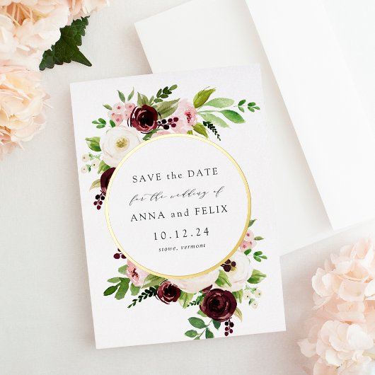 Blush Romance Folie Weddenschap Save the Date Card Folie Uitnodiging