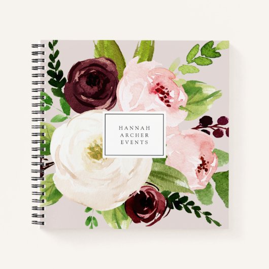 Blush Romance Gepersonaliseerde Bloemen Notitieboek (Voorkant)
