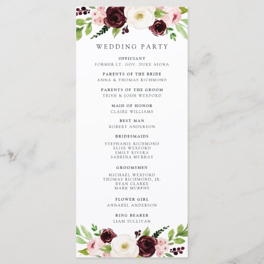 Blush Romance huwelijksceremonie programma Programmakaart (Achterkant)