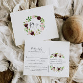 Blush Romance RSVP Briefkaart met maaltijdkeuze