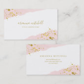 Blush Romance | Waterverf en Gold Script Visitekaartje (Voorkant / Achterkant)