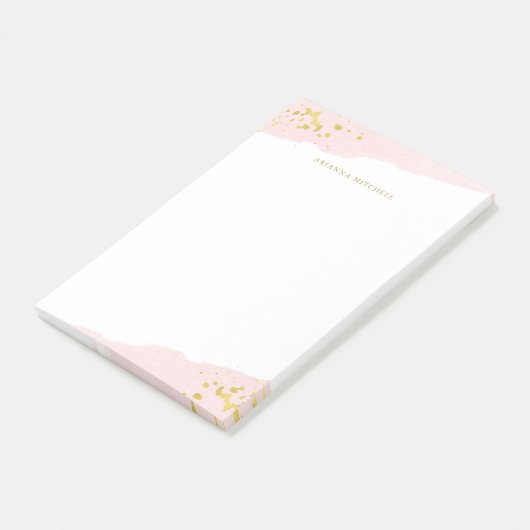 Blush Romance | Waterverf en goud Post-it® Notes (Schuin)