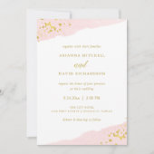 Blush Romance | Waterverf en gouden bruiloft Kaart (Voorkant)