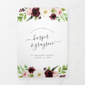 Blush Romance | Waterverf Floral bruiloft Drieluik Programma (Cover)