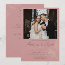 Blush Romance Wedding Invitation with Photo Kaart