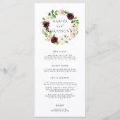 Blush Romance Wedding Menu Kaart (Voorkant)
