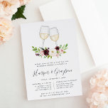 Blush Romance Wine Tasting Rehearsal Dinner Kaart<br><div class="desc">Elegant florale uitnodigingen voor wijn met een thema of voor herhorende wijnproevers zijn voorzien van twee klinkglazen witte wijn die zijn geadoreerd met waterverf bloemen in tinten van wazige roze, ivoor en bogundy die overeenkomen met ons collectie van de Blush Romance. Pas uw repetitieve diner aan met details onder in...</div>