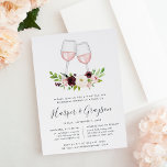 Blush Romance Wine Tasting Rehearsal Dinner Kaart<br><div class="desc">Elegant florale uitnodigingen voor wijn met een thema of voor herhorende wrattenstaarten zijn voorzien van twee klinkende glazen roze roze roze roze roze roze wijn, geadoreerd met waterverf bloemen in tinten van wazige roze, ivoor en bogundy die overeenkomen met ons collectie van de Blush Romance. Pas uw repetitieve diner aan...</div>