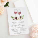 Blush Romance Wine Tasting Rehearsal Dinner Kaart<br><div class="desc">Elegant florale uitnodigingen voor wijn met een thema of voor herhorende wijnproeverij zijn voorzien van twee klinkglazen rode wijn met waterverf bloemen in tinten van wazige roze, ivoor en bogundy die overeenkomen met ons collectie van de Blush Romance. Pas uw repetitieve diner aan met details onder in een chique mix...</div>