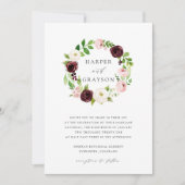 Blush Romance Wreath Wedding Invitation Kaart (Voorkant)