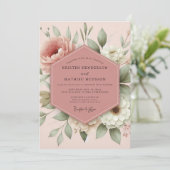 Blush Romantic Flora Wedding Kaart (Staand voorkant)
