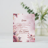 Blush Romantic Pink Floral Wedding Details Informatiekaartje (Staand voorkant)