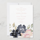 Blush Romantic Waterverf Florals Weddenschap Foto Save The Date (Voorkant)