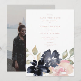 Blush Romantic Waterverf Florals Weddenschap Foto Save The Date