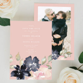 Blush Romantic Waterverf Florals Weddenschap Foto Save The Date