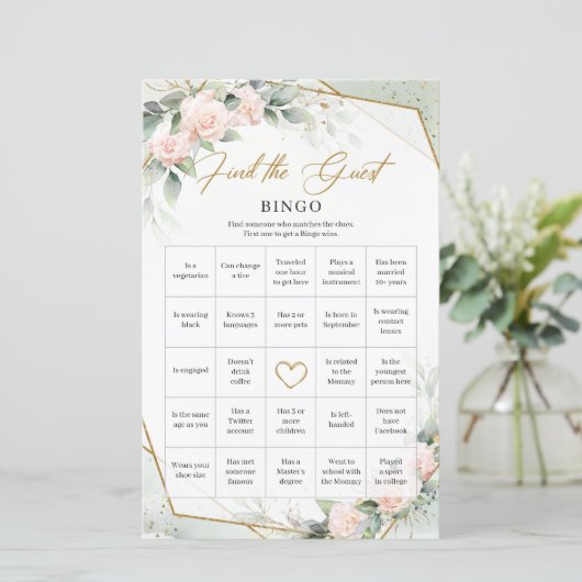 Blush romantisch groen vind de gastbingo (Staand voorkant)