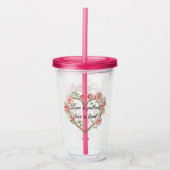 Blush Romantisch Roos Bloemen Hart Liefde Acryl Drinkbeker (Voorkant)