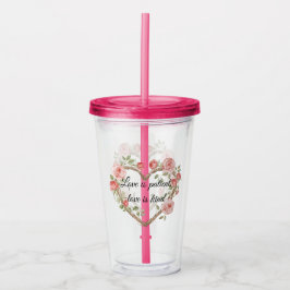 Blush Romantisch Roos Bloemen Hart Liefde Acryl Drinkbeker