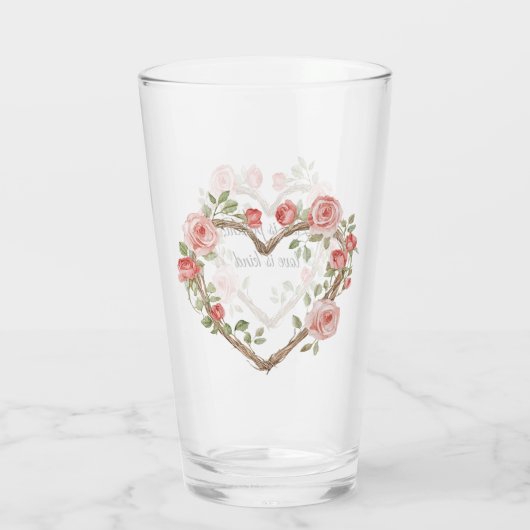 Blush Romantisch Roos Bloemen Hart Liefde Glas (Achterkant)