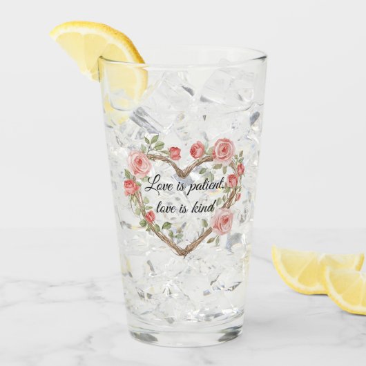 Blush Romantisch Roos Bloemen Hart Liefde Glas (Voorkant ijs)