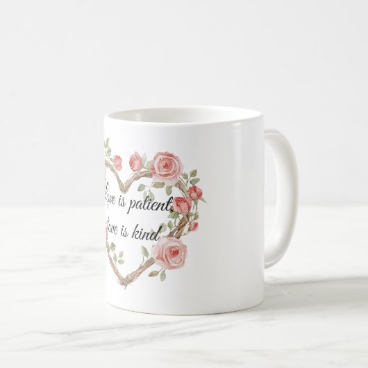 Blush Romantisch Roos Bloemen Hart Liefde Koffiemok (Voorkant rechts)