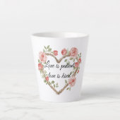 Blush Romantisch Roos Bloemen Hart Liefde Latte Mok (Voorkant)