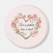 Blush Romantisch Roos Bloemen Hart Liefde Magneet (Voorkant)