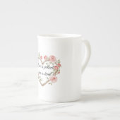 Blush Romantisch Roos Bloemen Hart Liefde Porselein Kop (Voorkant rechts)