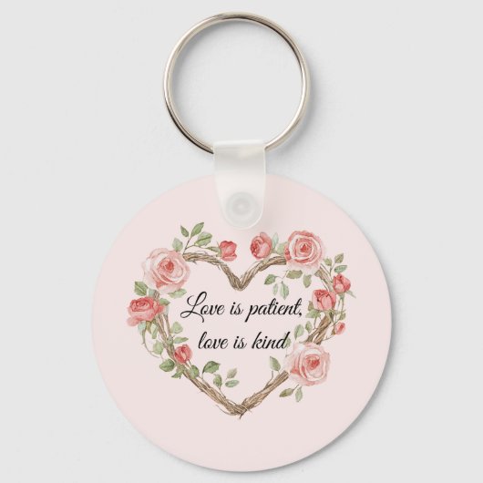 Blush Romantisch Roos Bloemen Hart Liefde Sleutelhanger (Voorkant)