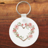 Blush Romantisch Roos Bloemen Hart Liefde Sleutelhanger (Achterkant)