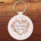 Blush Romantisch Roos Bloemen Hart Liefde Sleutelhanger (Voorkant)