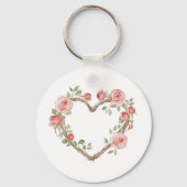 Blush Romantisch Roos Bloemen Hart Liefde Sleutelhanger (Achterkant)