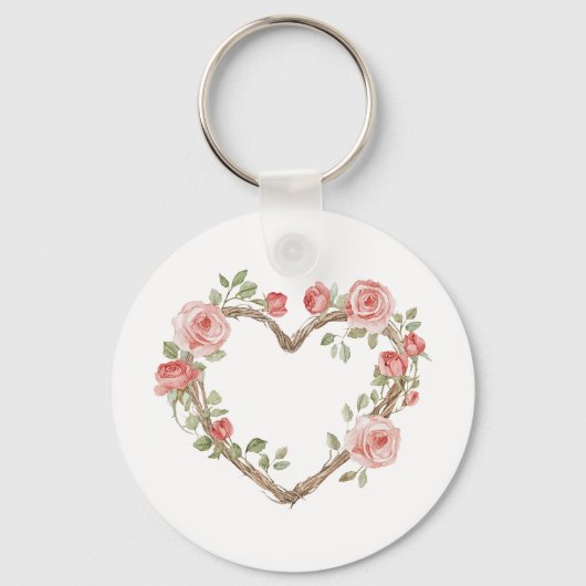 Blush Romantisch Roos Bloemen Hart Liefde Sleutelhanger (Achterkant)