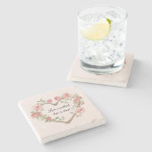 Blush Romantisch Roos Bloemen Hart Liefde Stenen Onderzetter (Zijkant)