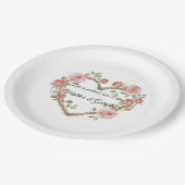 Blush Romantisch Roos Bloemen Hart Wedding Papieren Bordje (Gekanteld)