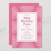 Blush Rood & Wit Mandala Bloem 70ste Verjaardag Kaart (Voorkant / Achterkant)