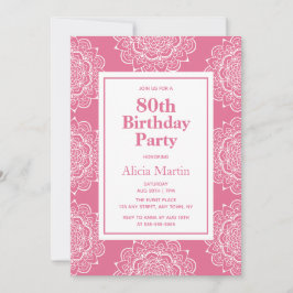 Blush Rood & Wit Mandala Bloem 70ste Verjaardag Kaart