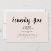 Blush Roos 75e Verjaardagsfeestuitnodiging Kaart (Voorkant)