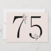 Blush Roos 75e Verjaardagsfeestuitnodiging Kaart (Achterkant)