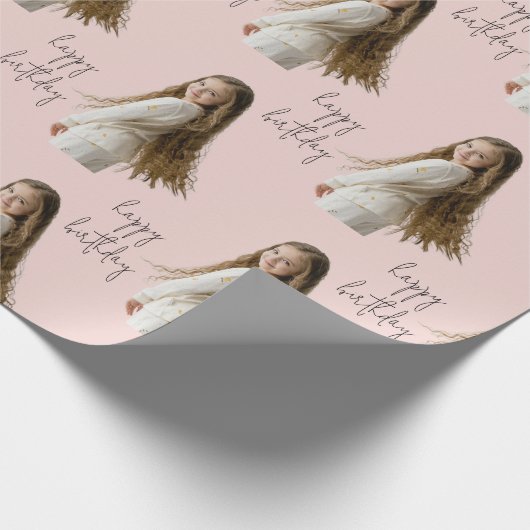 Blush Roos & Aangepaste Verjaardag tekst en foto - Cadeaupapier (Hoek)