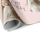 Blush Roos & Aangepaste Verjaardag tekst en foto - Cadeaupapier (Rol Hoek)