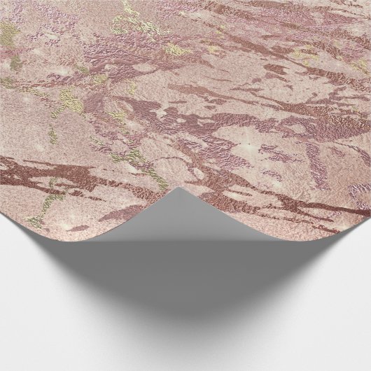 Blush Roos Abstract Gold Metallic Glass Stromen Cadeaupapier (Hoek)